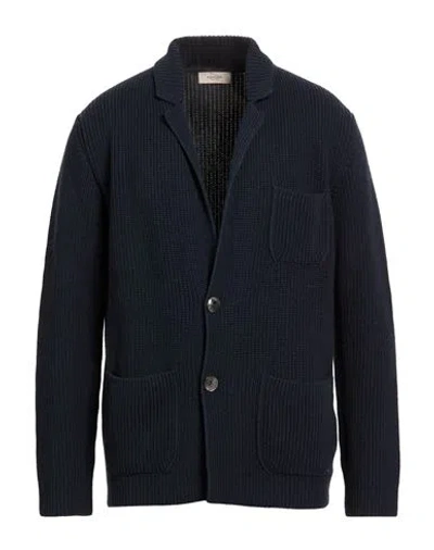 Agnona Man Cardigan Navy Size M Cotton, Cashmere In Blue