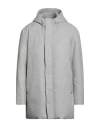 Agnona Man Coat Light Grey Size 46 Silk, Cashmere, Calfskin, Metal In Gray
