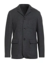 Agnona Man Jacket Grey Size 44 Cashmere, Wool, Calfskin, Metal In Black