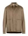 Agnona Man Jacket Khaki Size Xl Cashmere, Calfskin, Metal In Brown