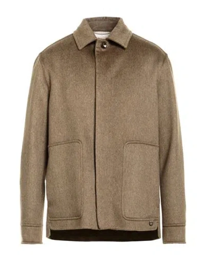 Agnona Man Jacket Khaki Size Xl Cashmere, Calfskin, Metal In Brown