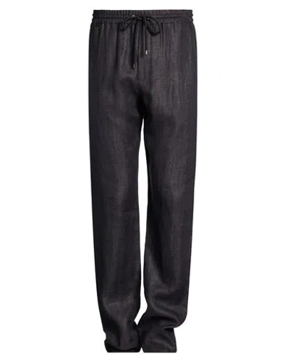 Agnona Man Pants Charcoal Size 30 Linen In Black