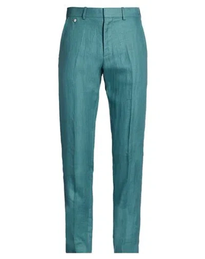 Agnona Man Pants Deep Teal Size 32 Linen In Blue