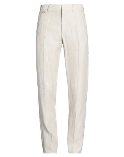 Agnona Man Pants Ivory Size 38 Linen In White