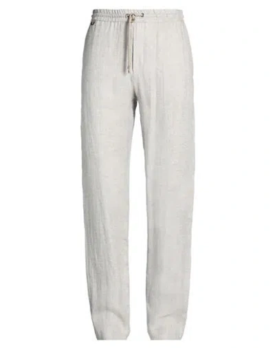 Agnona Man Pants Light Grey Size 32 Linen In White