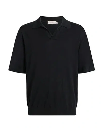 Agnona Man Polo Shirt Black Size M Silk, Cotton, Cashmere