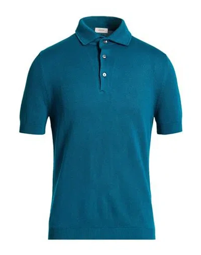 Agnona Man Polo Shirt Deep Teal Size M Silk, Cotton, Metal In Green