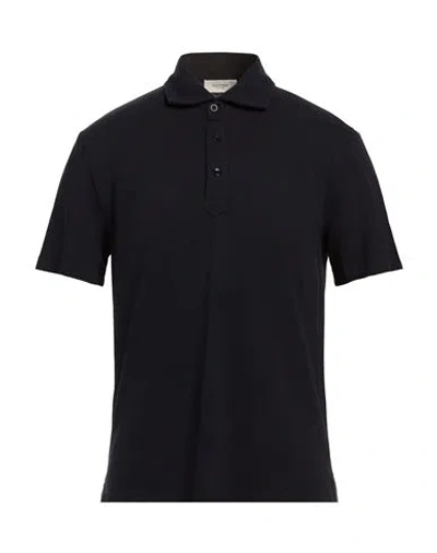 Agnona Man Polo Shirt Midnight Blue Size S Cotton, Cashmere, Metal In Black