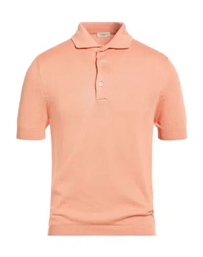 Agnona Man Polo Shirt Salmon Pink Size M Silk, Cotton, Metal