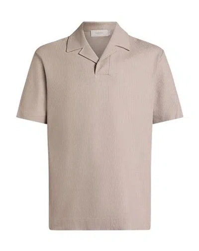 Agnona Man Polo Shirt Taupe Size L Cotton In Neutral