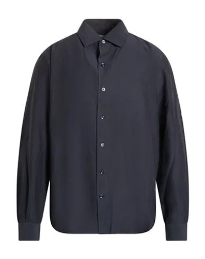 Agnona Man Shirt Charcoal Size Xl Cotton, Silk In Gray