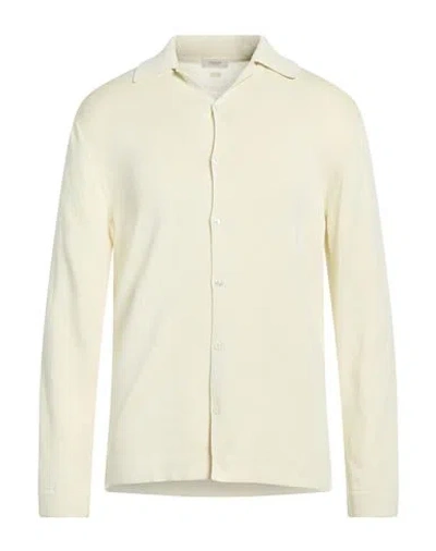 Agnona Man Shirt Cream Size M Silk, Cotton, Metal In White