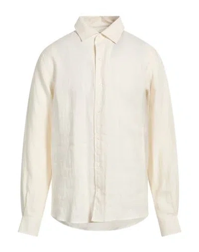 Agnona Man Shirt Cream Size Xl Linen In Neutral