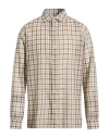 Agnona Man Shirt Khaki Size 44 Wool, Silk In Burgundy