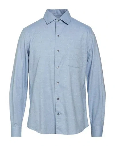 Agnona Man Shirt Light Blue Size S Cotton, Cashmere, Metal