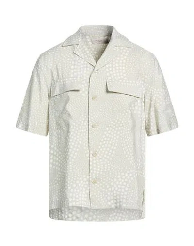 Agnona Man Shirt Light Grey Size 38 Linen, Silk In White