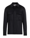 Agnona Man Shirt Midnight Blue Size L Cashmere, Polyester, Metal In Black