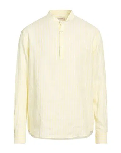 Agnona Man Shirt Pastel Yellow Size M Linen In Purple