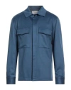 Agnona Man Shirt Slate Blue Size Xl Cashmere, Polyester, Metal In Blue