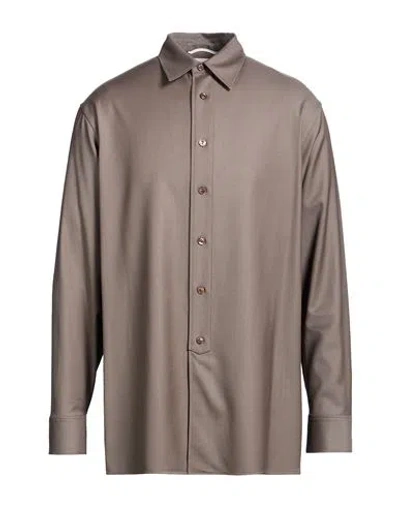 Agnona Man Shirt Taupe Size 38 Wool In Brown