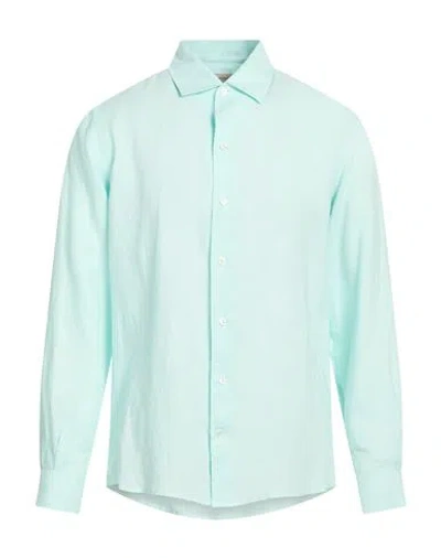 Agnona Man Shirt Turquoise Size M Linen In Pink