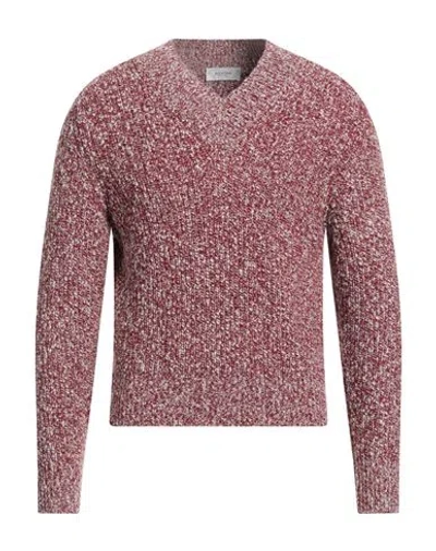 Agnona Man Sweater Burgundy Size Xl Wool, Cashmere, Metal In Red
