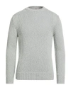 Agnona Man Sweater Light Grey Size Xxl Cotton, Silk, Metal In Blue