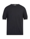 Agnona Man Sweater Midnight Blue Size L Silk, Cotton, Metal In Blue