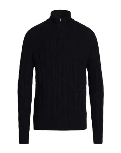 Agnona Man Sweater Midnight Blue Size Xl Cashmere, Metal, Lambskin In Black