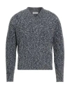Agnona Man Sweater Navy Size L Wool, Cashmere, Metal In Gray