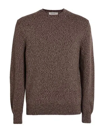 Agnona Man Sweater Plum Size Xxl Wool, Metal In Brown