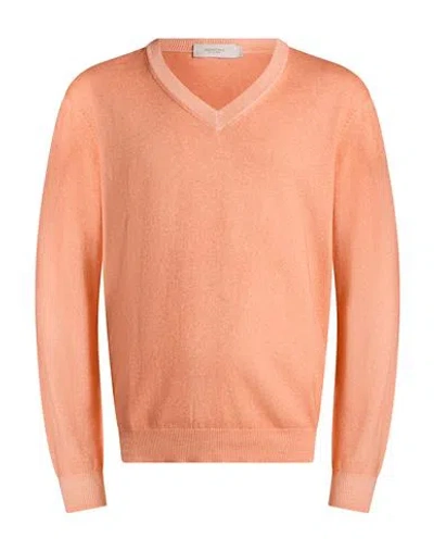 Agnona Man Sweater Salmon Pink Size M Silk, Cotton, Cashmere In Orange