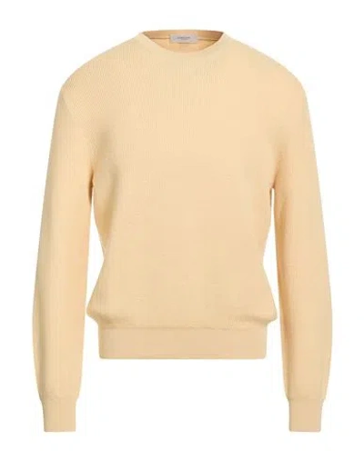Agnona Man Sweater Sand Size M Cotton, Cashmere, Metal In Yellow