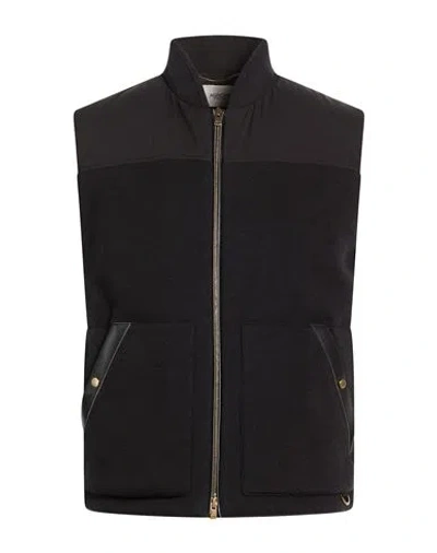 Agnona Man Vest Black Size 38 Polyester, Cotton, Cashmere, Lambskin