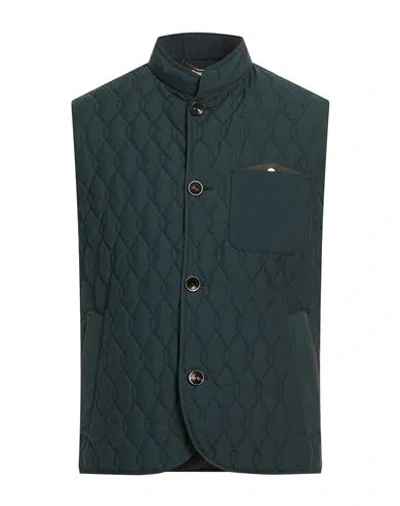 Agnona Man Vest Deep Teal Size 38 Polyester In Green