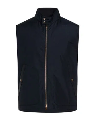 Agnona Man Vest Midnight Blue Size 46 Silk, Calfskin