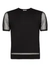 Agnona Mesh-panel Knitted T-shirt In Black