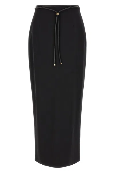 Agnona Midi Skirt With Cord Belt In Black