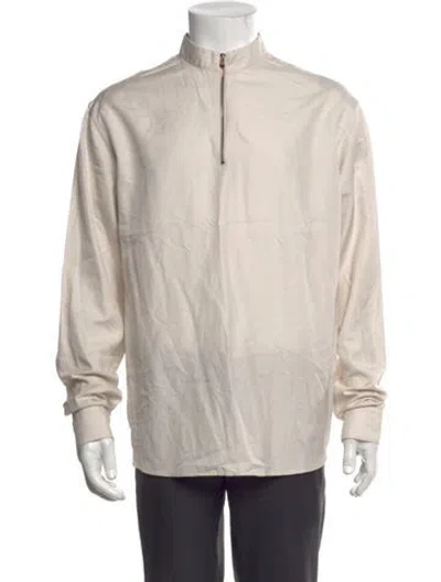 Pre-owned Agnona Mock Neck Long Sleeve T-shirt W/ Tags In Neutrals