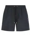 Agnona Black Polyester Swimming Shorts In Navy Blue
