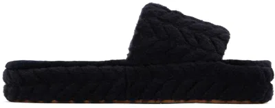 Agnona Navy Soft Spazzolino Sandals In B93 Eclipse