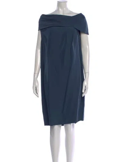 Pre-owned Agnona Off-the-shoulder Knee-length Dress In Blue