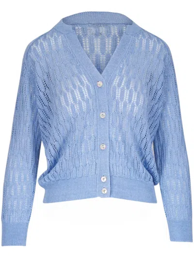 Agnona Cardigan Mit Lochstrickmuster In Blau