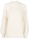 Agnona Knitwear With Balloon Sleeves And Chunky Knit In White