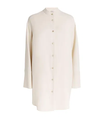 Agnona Oversized Grandad-collar Shirt In White