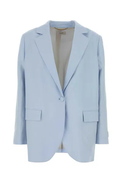 Agnona Pastel Linen Blazer In Light Blue
