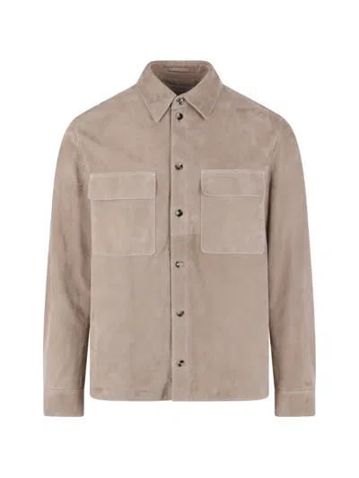 AGNONA PATCH-POCKETS SHIRT LEATHER JACKET