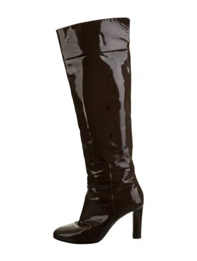 Pre-owned Agnona Patent Leather Boots In Brown