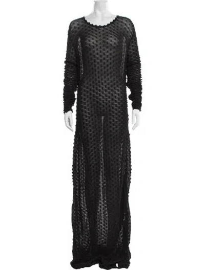 Pre-owned Agnona Patterned Long Dress In Black