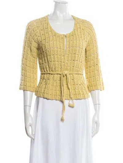 Pre-owned Agnona Patterned Open Front Sweater In Yellow